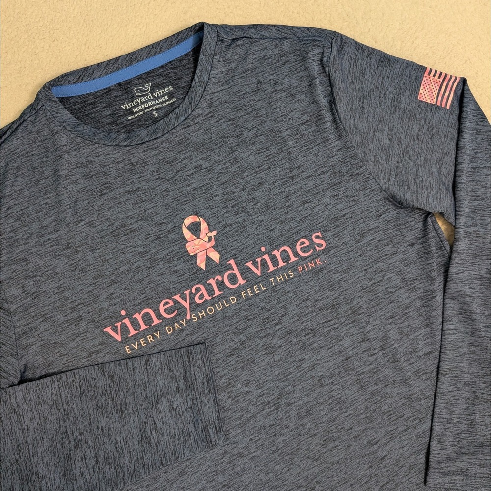 NEW Vineyard Vines Shirt Men S Blue Performance Breast Cancer Awareness Stretch